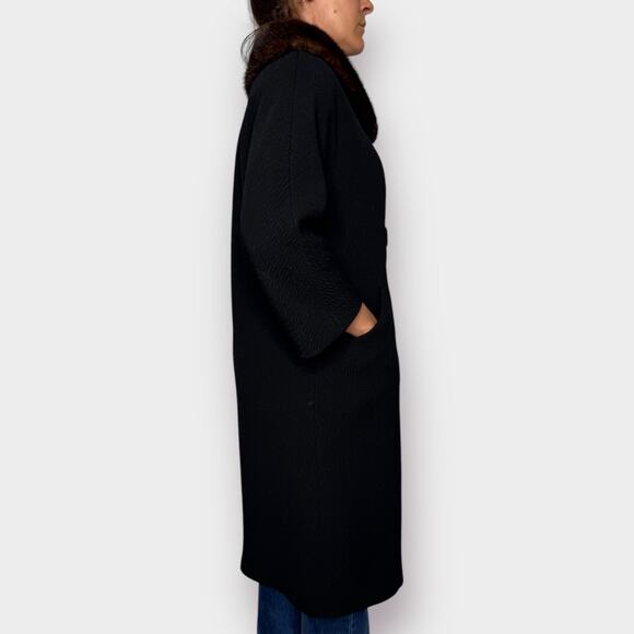 60s Michel Daniel Coat w/ Fur Collar - Picture 5 of 7